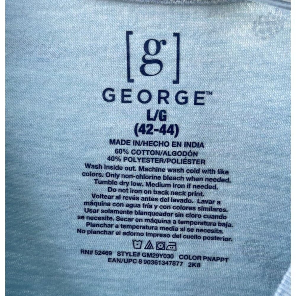 George Mens L 42-44 Short Sleeve Blue Shirt White Pineapples - Picture 4 of 5